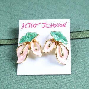Betsey Johnson Floral Leaf Earrings Unique Fashion Jewelry New